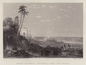 फूटीपुर, सीकरी और बियाना के बीच के खंडहर (रंगीन लिथो) द्वारा थॉमस क्रिसविक