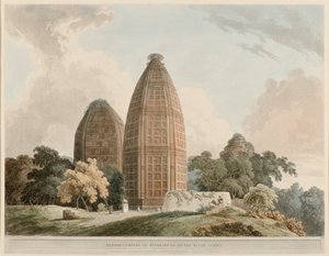 जमना नदी पर बिंद्राबुंद में हिंदू मंदिर द्वारा थॉमस डेनिएल
