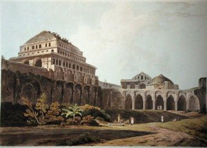 पैलेस का हिस्सा, मदुरा, 'ओरिएंटल सीनरी' से प्लेट XIII, 1797 में प्रकाशित (रंगीन एक्वाटिंट) द्वारा थॉमस डेनिएल