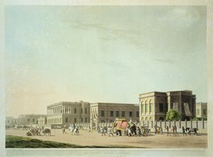 काउंसिल हाउस, कलकत्ता, &39;ओरिएंटल सीन: ट्वेंटी फोर व्यूज़ इन हिंदोस्तान&39; से प्लेट 29, थॉमस और विलियम (1769-1837) डेनियल, 1798 द्वारा उत्कीर्ण