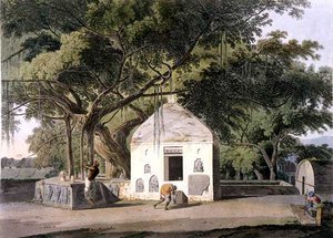 हिंदुओं का पवित्र वृक्ष, गयाह, बहार में, 'ओरिएंटल सीनरी: ट्वेंटी फोर व्यूज़ इन हिंदोस्तान' से द्वारा थॉमस डेनिएल