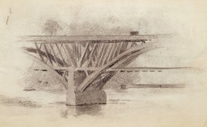 जिरार्ड एवेन्यू ब्रिज का आरेखण, एक ऊर का स्केच, सी। 1871. द्वारा थॉमस एकिंस