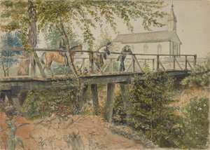 कैथोलिक चर्च, ह्यूस्टन, टेक्सास, 25 मार्च, 1852 (कागज पर पानी का रंग)