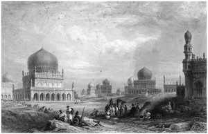 गोलकुंडा, आंध्र प्रदेश, भारत के राजाओं की कब्रें, 1844।