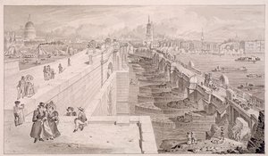 लंदन ब्रिज पुराना और नया, लंदन, 1831 द्वारा थॉमस होसमर शेफर्ड