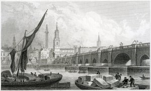 ओल्ड लंदन ब्रिज, साउथवार्क से, 1829 द्वारा थॉमस होसमर शेफर्ड
