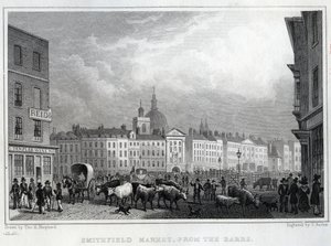 बारस से स्मिथफील्ड मार्केट, थॉमस नाई द्वारा उत्कीर्ण, c.1830 द्वारा थॉमस होसमर शेफर्ड