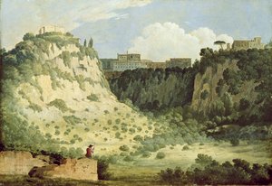1785 में अग्रभूमि में एक चरवाहे के साथ डायना, नेमी के मंदिर का दृश्य
