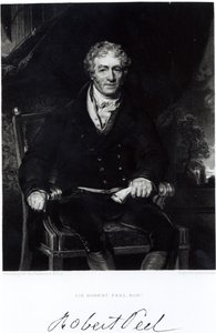 सर रॉबर्ट पील (1788-1850) का पोर्ट्रेट, एच, रॉबिन्सन (उत्कीर्णन) (बीडब्ल्यू फोटो) द्वारा उकेरा गया द्वारा थॉमस लॉरेंस