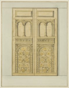 नक्काशीदार आंतरिक द्वार टॉवर प्रवेश, सेंट जॉन चर्च (कागज पर पानी के रंग का) द्वारा थॉमस लेसन द एल्डर रौबोथम