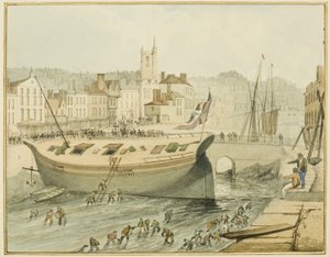 1828 में फ्लोटिंग हार्बर की सफाई द्वारा थॉमस लेसन द एल्डर रौबोथम