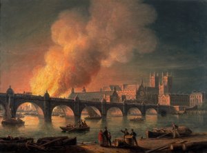 वेस्टमिंस्टर ब्रिज और लैम्बेथ से संसद के सदनों की जलन, 1835 द्वारा थॉमस लुनी