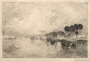 सेंट जॉन्स नदी, फ्लोरिडा, 1881 पर सुबह। द्वारा थॉमस मोरन