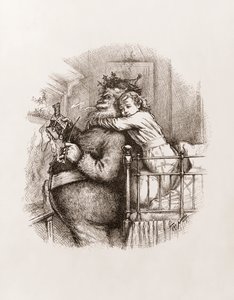 थॉमस नास्ट द्वारा सांता क्लॉज़, c.1892 (b/w उत्कीर्णन)