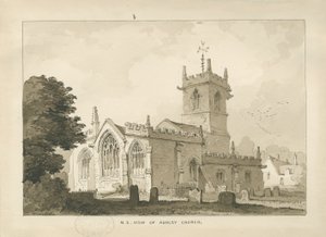 एशले चर्च: सीपिया ड्राइंग, 1838 द्वारा थॉमस पेप्लो लकड़ी