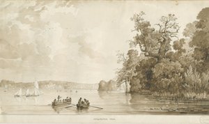 चिलिंगटन पार्क - पूल: सीपिया ड्राइंग, एनडी [1837-1838] द्वारा थॉमस पेप्लो लकड़ी