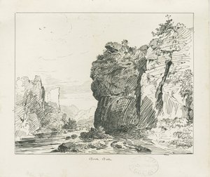 Dovedale - लैंडस्केप: पेन और इंक ड्राइंग द्वारा थॉमस पेप्लो लकड़ी