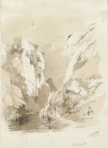 डॉवडेल - परिदृश्य: पेंसिल और वॉश ड्राइंग, एन डी [1817-1845] (ड्राइंग) द्वारा थॉमस पेप्लो लकड़ी