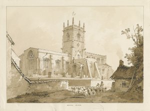 Gnosall Church: वॉश ड्राइंग, 1838 द्वारा थॉमस पेप्लो लकड़ी