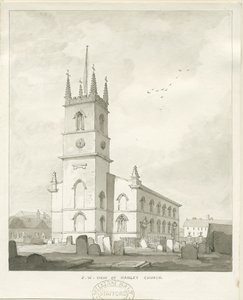 हैनली चर्च: सीपिया ड्राइंग, एनडी [1838] (ड्राइंग) द्वारा थॉमस पेप्लो लकड़ी