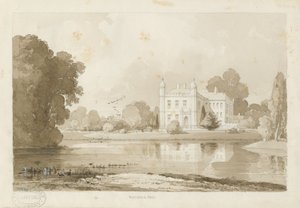 हैथर्टन हॉल: सीपिया ड्राइंग, 1843 द्वारा थॉमस पेप्लो लकड़ी