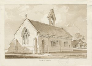 नाइटली चैपल: सीपिया वॉश ड्राइंग, 1841
