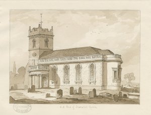 शरेशिल चर्च: सीपिया ड्राइंग, 1837 द्वारा थॉमस पेप्लो लकड़ी