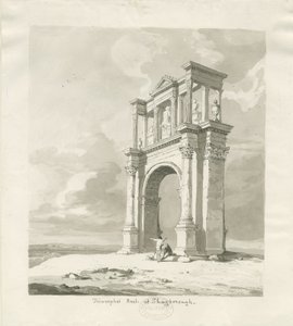 शुगबोरो - ट्रम्पल आर्क: सेपिया ड्राइंग, 1836 द्वारा थॉमस पेप्लो लकड़ी