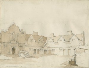 स्टैफोर्ड - अलम्स हाउस: पेन ड्राइंग, 1837 द्वारा थॉमस पेप्लो लकड़ी