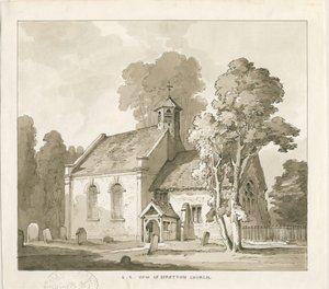 स्ट्रेटन चर्च: सेपिया वॉश ड्राइंग, एन डी [1838] द्वारा थॉमस पेप्लो लकड़ी
