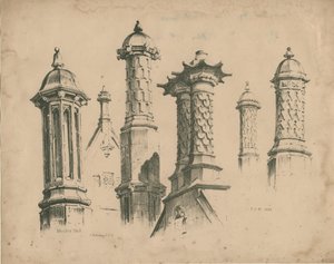 थिकबरूम हॉल ["मैनली हॉल"] - फिनाइल और चिमनी: लिथोग्राफ, 1838 द्वारा थॉमस पेप्लो लकड़ी