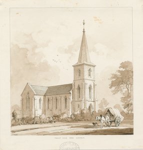 ट्रेंटहैम - &39;ट्रेंट वेल न्यू चर्च&39;: सीपिया ड्राइंग, एनडी [1842, सीएफ वुड पोर्टफोलियो 148]] (ड्राइंग) द्वारा थॉमस पेप्लो लकड़ी