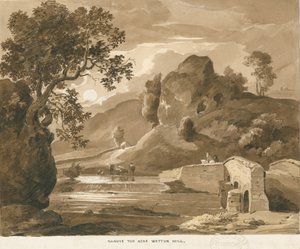 वेटन मिल - &39;नानी का टो&39;: सेपिया वॉश ड्राइंग, एनडी [1838] (ड्राइंग) द्वारा थॉमस पेप्लो लकड़ी
