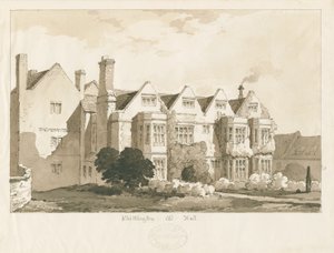 व्हिटिंगटन हॉल: पेन एंड वॉश ड्राइंग, 1836 द्वारा थॉमस पेप्लो लकड़ी