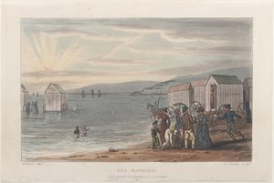 स्कारबोरो के पोएटिकल स्केच से सी बाथिंग, 1813., 1813. निर्माता: थॉमस रोलैंडसन, जोसेफ कॉन्सटेंटाइन स्टैडलर, जे. ब्लक।
