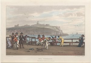 स्पा टैरेस, स्कारबोरो के पोएटिकल स्केच से, 1813., 1813. निर्माता: थॉमस रोलैंडसन, जोसेफ कॉन्सटेंटाइन स्टैडलर, जे. ब्लक।