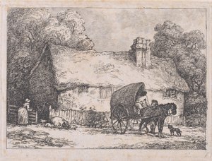 कार्ट और सूअरों के साथ कॉटेज, 1783-89।, 1783-89। द्वारा थॉमस रोलैंड्सन