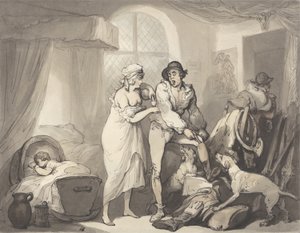 देश में चार बजे, c.1788-90 (कागज पर ग्रेफाइट, पेन, स्याही और पानी के रंग) द्वारा थॉमस रोलैंड्सन