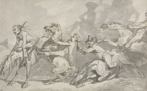 घुड़सवार कोलिंग, c.1785-90 (कागज पर ब्राउन वॉश के साथ कलम और स्याही) द्वारा थॉमस रोलैंड्सन