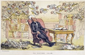Le rêve du docteur - विलियम कॉम्बे द्वारा "" डॉक्टर सिंटेक्स 'तीन दौरों: सुरम्य सांत्वना और एक पत्नी की तलाश में"" में, बीमार। रोलैंडसन द्वारा थॉमस रोलैंड्सन