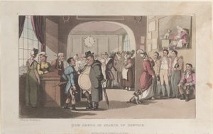 सेवा की खोज में क्वे जीनस, द हिस्ट्री ऑफ़ जॉनी क्वे जीनस से, द लिट..., 1 अगस्त, 1821। द्वारा थॉमस रोलैंड्सन