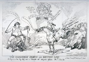 हनोवरियन घोड़ा और ब्रिटिश शेर, 1784 द्वारा थॉमस रोलैंड्सन