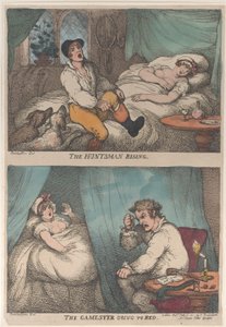 द हंट्समैन राइजिंग, द गैमेस्टर गोइंग टू बेड, [31 जुलाई, 1809],..., [31 जुलाई, 1809], 1811 को फिर से जारी किया गया। द्वारा थॉमस रोलैंड्सन