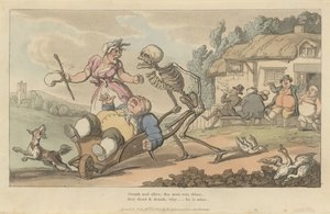 द सॉट द इंग्लिश डांस ऑफ़ डेथ, प्लेट 12, जुलाई 1814। द्वारा थॉमस रोलैंड्सन