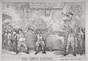 'द स्टेट ऑक्शन', 1784 द्वारा थॉमस रोलैंड्सन