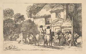 द थ्री हॉर्सशो, ए रोडसाइड इन, 18 दिसंबर, 1787। द्वारा थॉमस रोलैंड्सन
