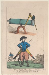द ट्रू मेथड ऑफ़ सिटिंग ए हॉर्स, मैथमैटिकली डिलाइनेटेड, 1809, 1809। द्वारा थॉमस रोलैंड्सन