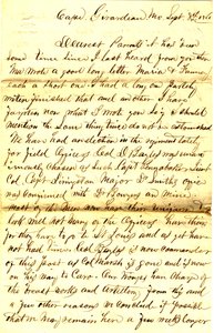 8 सितंबर, 1861 को माता-पिता को टीएस हॉली, केप गिरार्डो, मिसौरी के लिए पत्र पर हस्ताक्षर किए गए द्वारा थॉमस एस हॉली