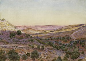 मोआब की पहाड़ियाँ और हिन्नोम की घाटी, 1854 (जल रंग और बॉडी कलर)