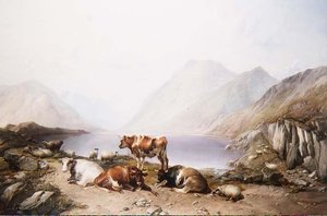 ए हॉल्ट ऑन द ड्रोव, लोच एटिव; द्वारा थॉमस सिडनी कूपर